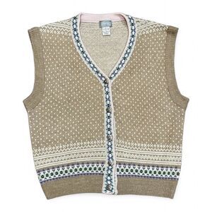 Tangiers Vintage Fair Isle Nordic Sweater Vest Size Large